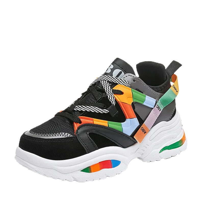 2019 весенние женские кроссовки на толстой подошве разноцветная обувь платформе с