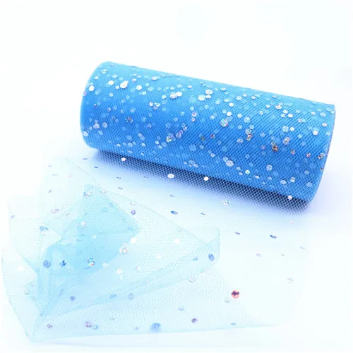 blue 15 см 25 ярдов лазерные блестки органза рулонные Тюлевая Ткань DIY Baby Shower свадебное украшение на День Благодарения домашнее украшение для вечеринки в день рождения - Цвет: blue