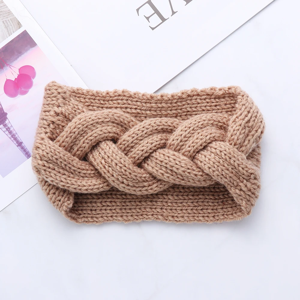 Зимняя популярная плетеная кабельная повязка на голову для женщин вязаная
