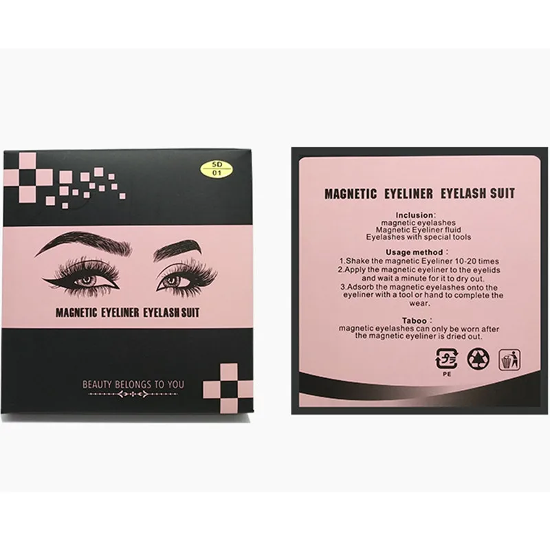 Магнитный Набор накладных ресниц без клея полные глаза 5 магнитов Многоразовые