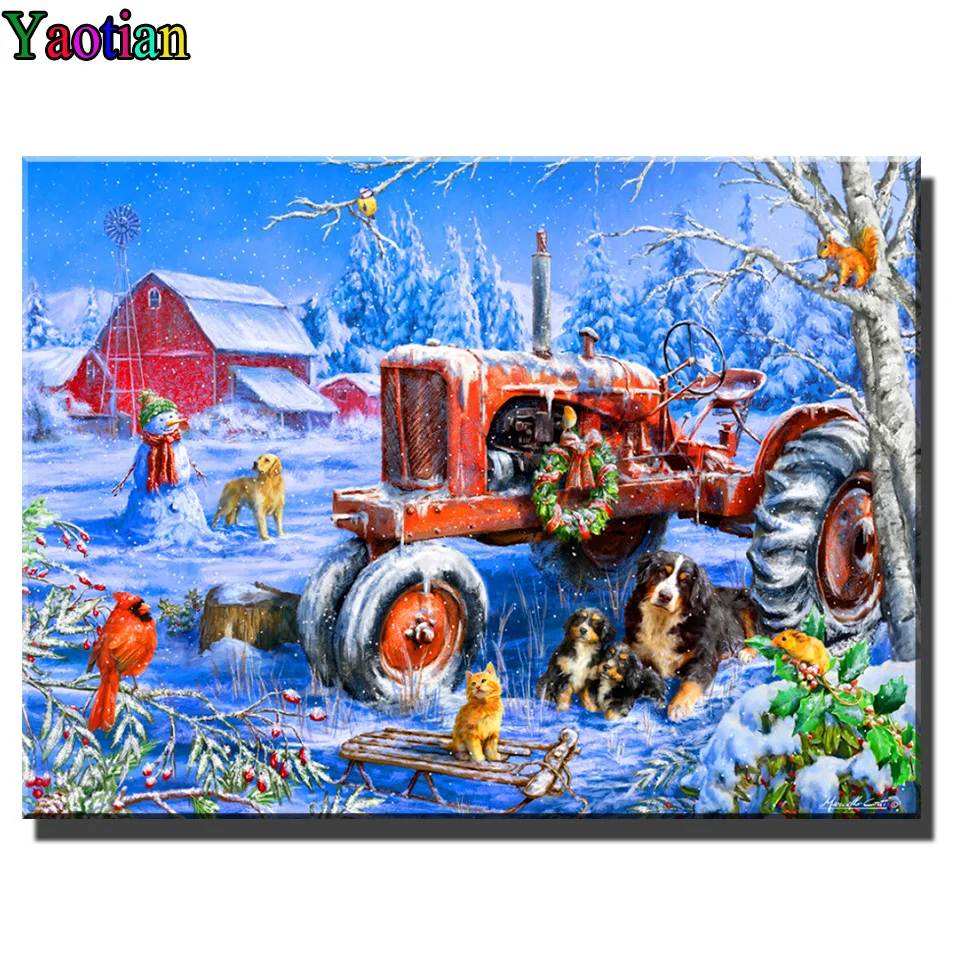

Full Square Diamond embroidery Christmas On The Farm diamond Painting Cross Stitch Rhinestone Of picture Animal Mosaic Diamond