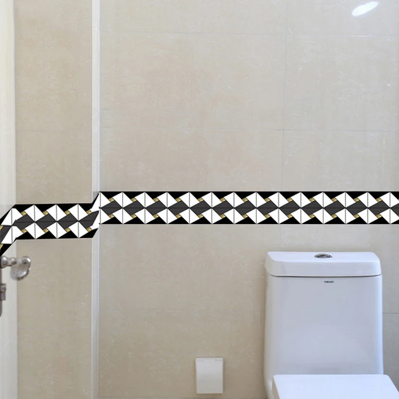 

PVC Self-Adhesive Waterproof 3D Wall Sticker Kitchen Bathroom Kicking Line Waistline Wallpaper Borders Removable Stickers Decor