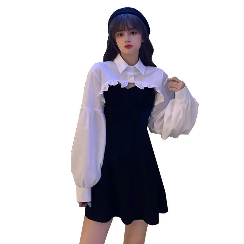 

Elegant Party Dress Women Long Sleeve Sweet Empire High Street Mini Dress Gothic Y2k Dress Korean Summer 2021 Female Outfits