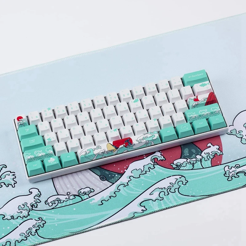 60% PBT Keycaps Set Profile for MX Switches Mechanical Gaming Keyboard GK61 64 (Coral Sea Japanese) | Компьютеры и офис