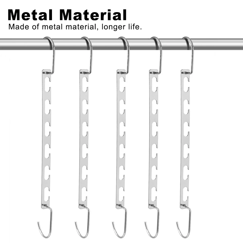 

5pcs Magic Clothes Hangers Hanging Necklace Metal Cloth Clothes Hangers Organizer Hangers Clothes Rack Closet Storage Hanger