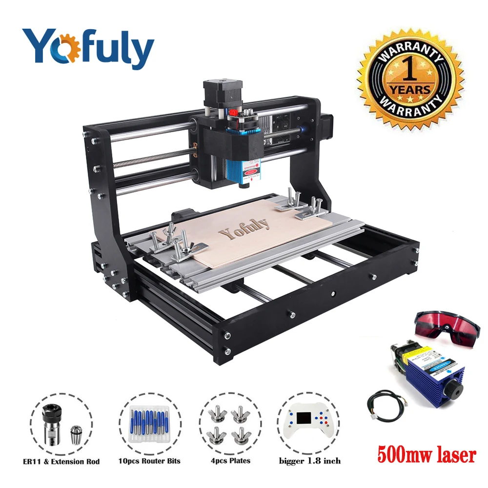 500mw laser CNC 3018 Pro лазерный гравер древесины маршрутизатор DIY ЧПУ гравировальный станок, Pcb фрезерный станок, GRBL контроль+ Автономный, жажда на металле - Цвет: 500mw laser