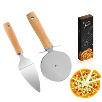 2 pack pizza cutter wheel pizza server set cutter with protective blade guard ideal for pizza pies dough cookies and waffles