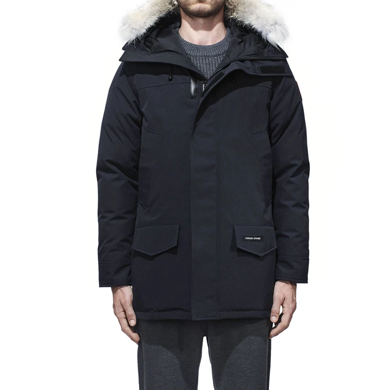 Мужская зимняя куртка с натуральным мехом койота на гусином пуху Классическая