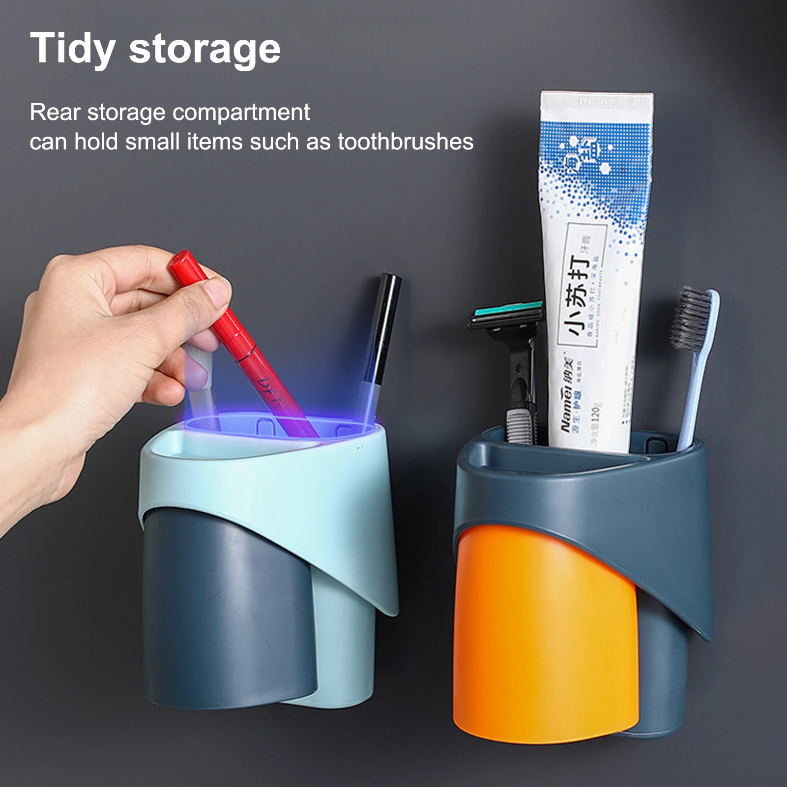 

Bathroom Finishing Brush Hair Dryer Rack Wall-mounted Shelf Makeup Storage Nailless Hair Dryer Toothbrush Holder