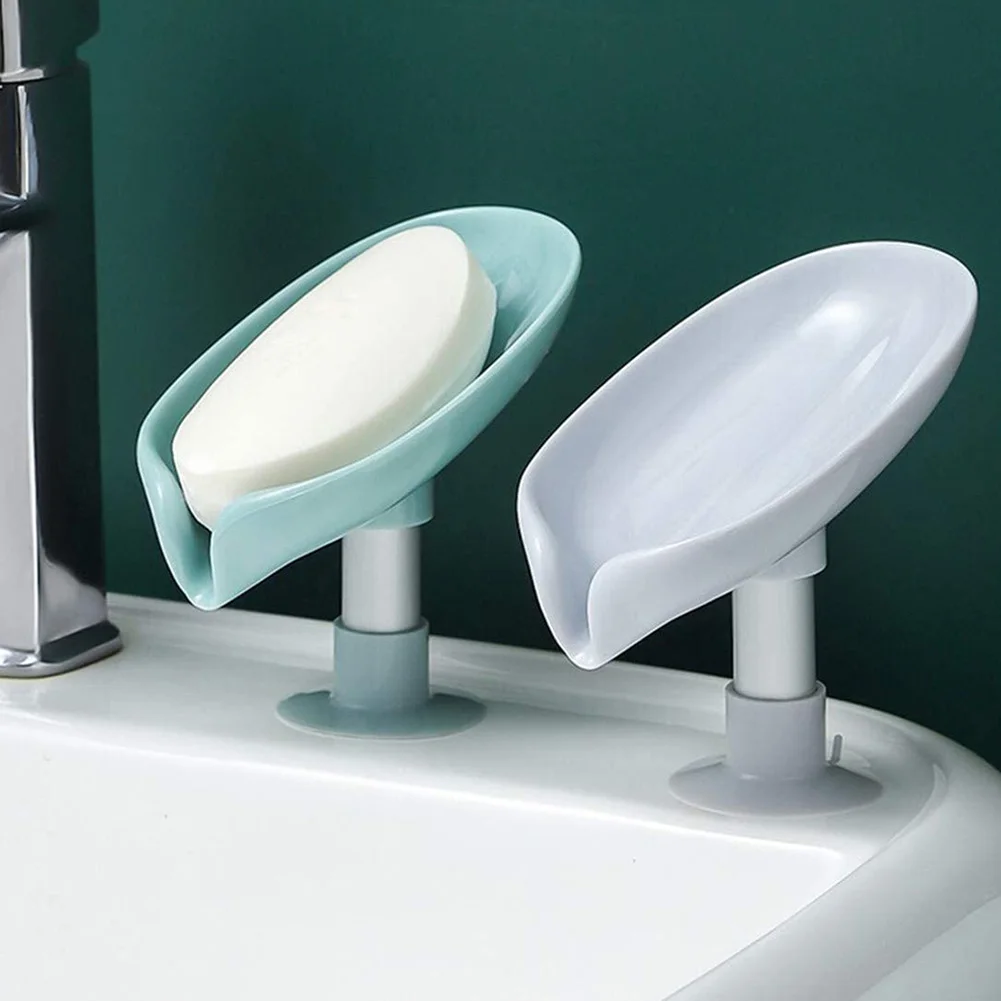 

Leaf Shape Soap Box Drain Soap Holder Box Shower Soap Shelf Vertical Suction Cup Laundry Soap Dish Bathroom Supplies 2PCS