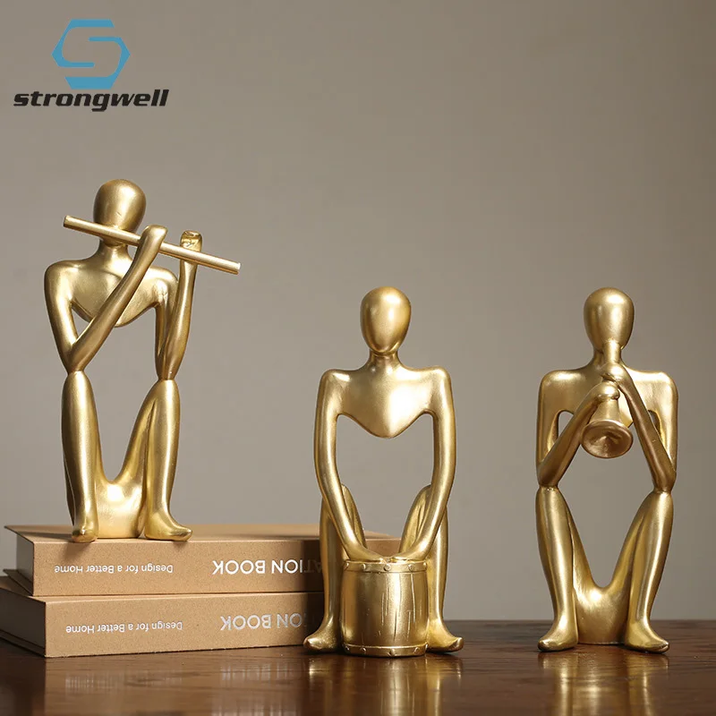 Strongwell набор золотых полос абстрактная скульптура современные статуи человека из