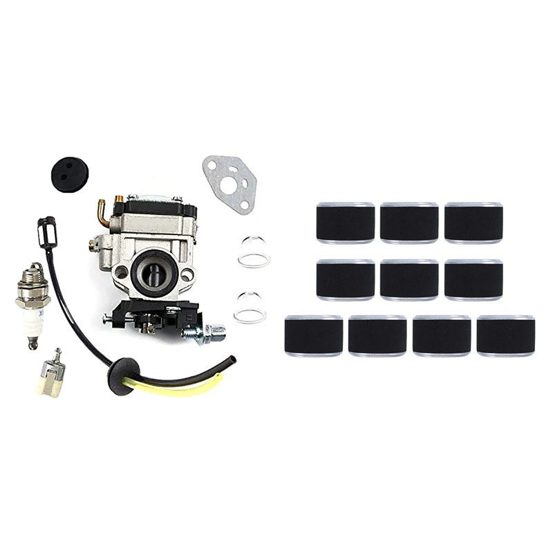 

1set Carburetor for Kawasaki TH23 TH26 TH34 23CC 25CC 26CC 33CC 35CC & 10Pcs Air Filter Fit for Honda GX120 GX140 GX160