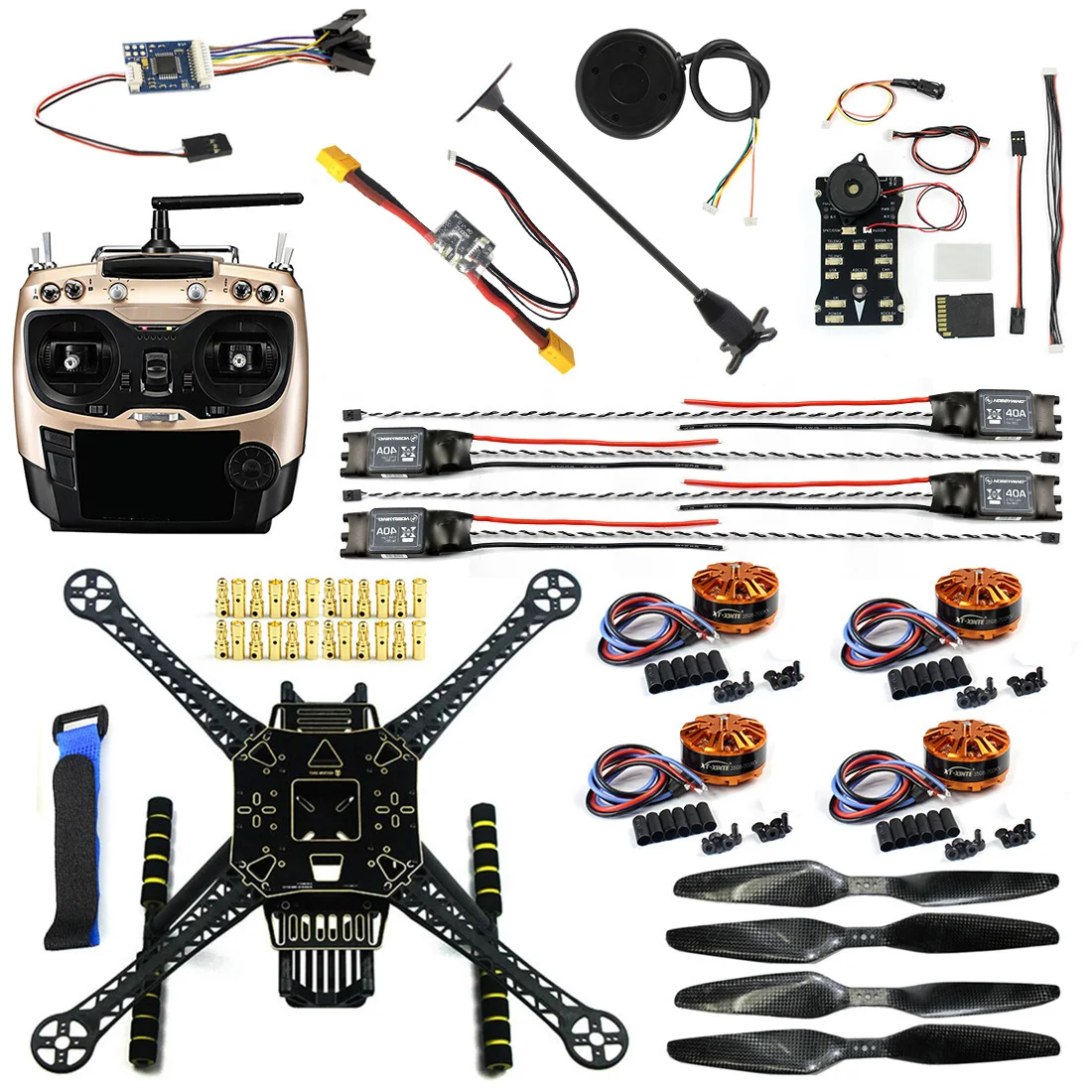 

JMT S600 4-Axle Rack Quadcopter Frame Kit w/ Landing Gear Skid PX4 PIX 2.4.8 32 Bit Flight Controller AT9S FS-i6 Remote Control