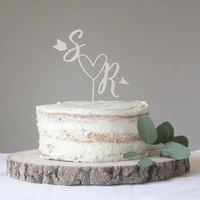 custom initials name wooden cake topperarrow and heart wedding cake topper personalised arrow cake topperlove heart wedding