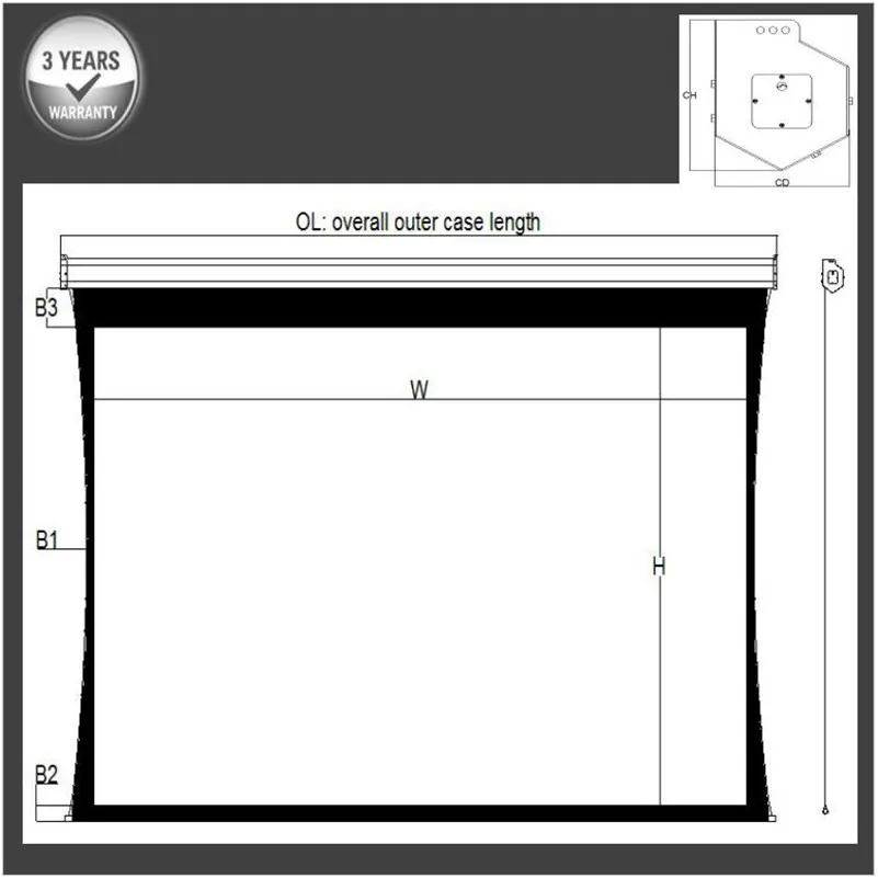 Большой 400 дюймовый высококвалифицированный моторизованный экран проектора