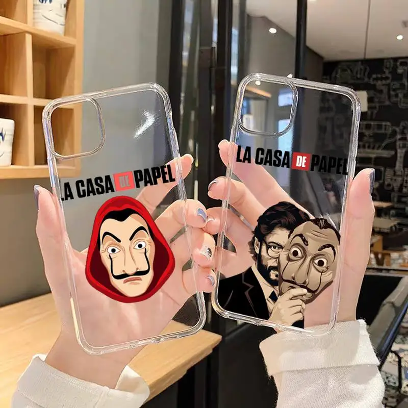 

La casa de papel Money Heist Phone Case For iphone 13 12 11 8 7 plus mini x xs xr pro max Transparent soft