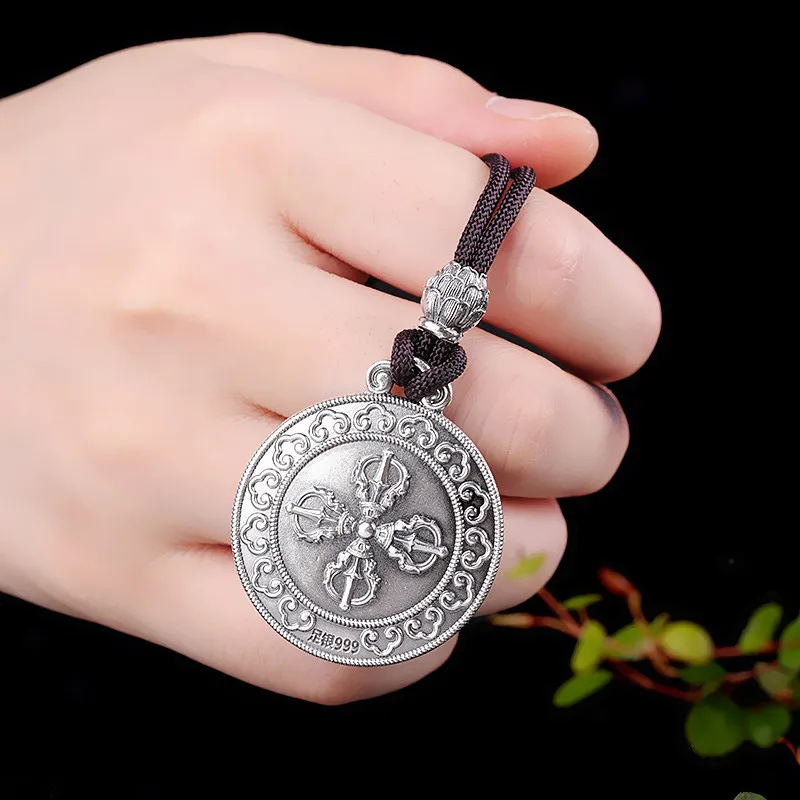 Будда мантра вращающийся Веревка ожерелье кулон S999 Стерлинговое Серебро модный