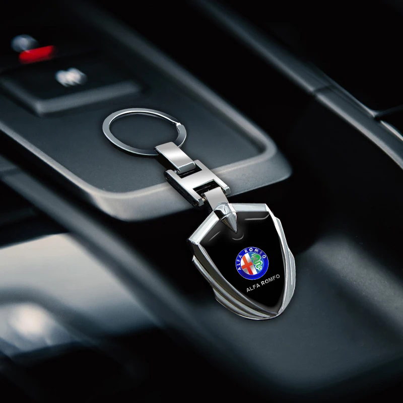 

1pcs New Car Metal Aluminum Badge Key Ring Key Chain For Alfa Romeo 159 147 156 166 Giulietta Giulia Mito Stelvio Brera Spider