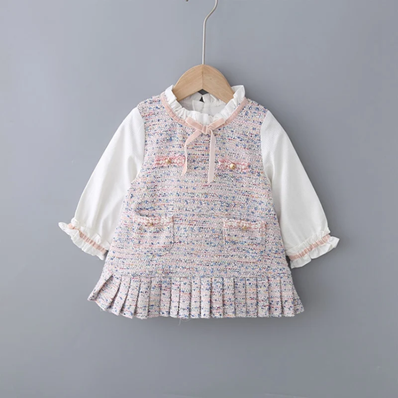 Модное милое осеннее детское платье с оборками для девочек 2020 детские платья