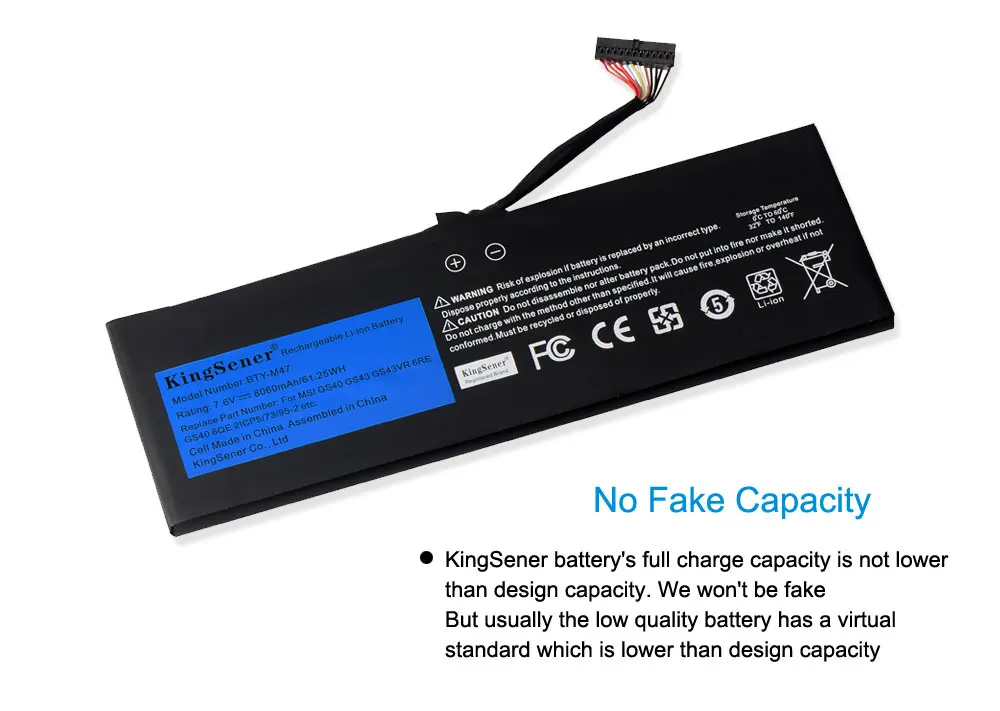 KingSener BTY-M47 ноутбук Батарея для MSI GS40 GS43 GS43VR 6RE GS40 6QE 2ICP5/73/95-2 MS-14A3 MS-14A1 7,6 V 8060 мА-ч/61.25WH