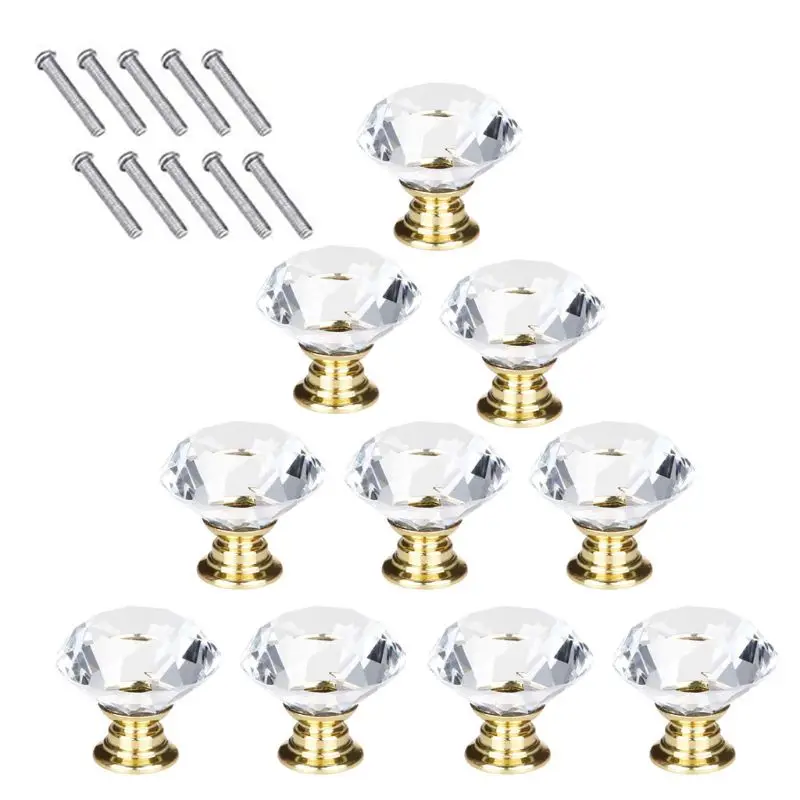 

30mm Clear Crystal Glass Door Knobs Cupboard Cabinet Handle Drawer Pull Handle