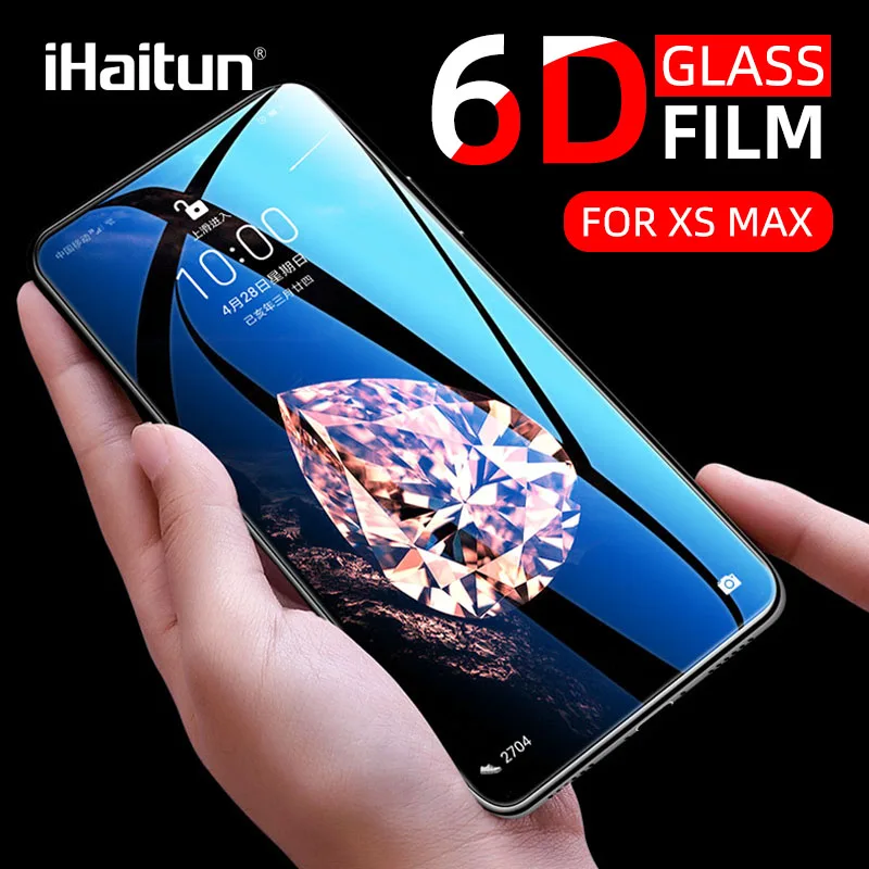 IHaitun роскошное 6D стекло для iPhone 11 Pro Max X XS MAX XR изогнутое Закаленное стекло Защитная пленка для экрана iPhone XS 10 7 8 Plus пленка для полного покрытия
