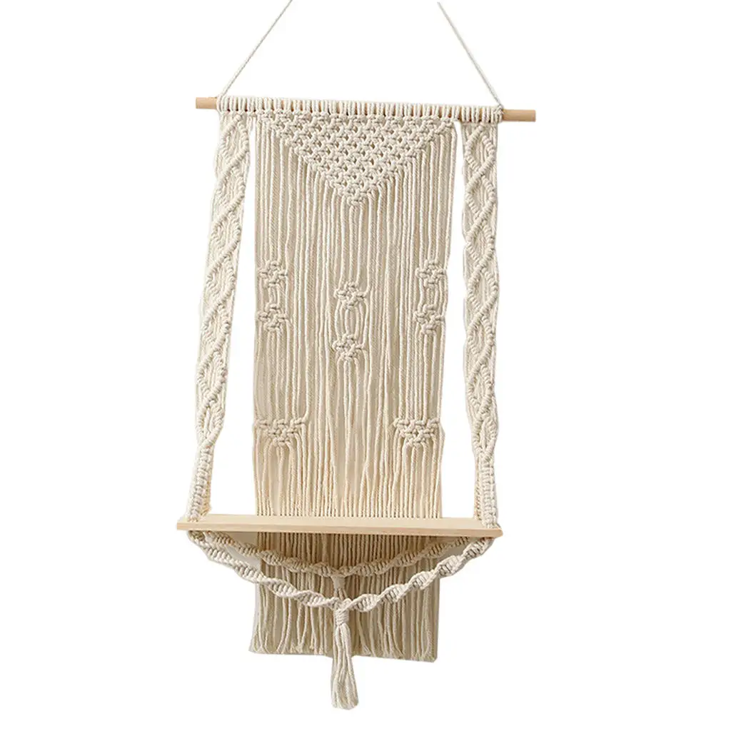 

Macrame Wall Hanging Wood Wall Hangings, Boho Cotton Handmade Macrame Backdrop Wall Decor for Wedding Bedroom