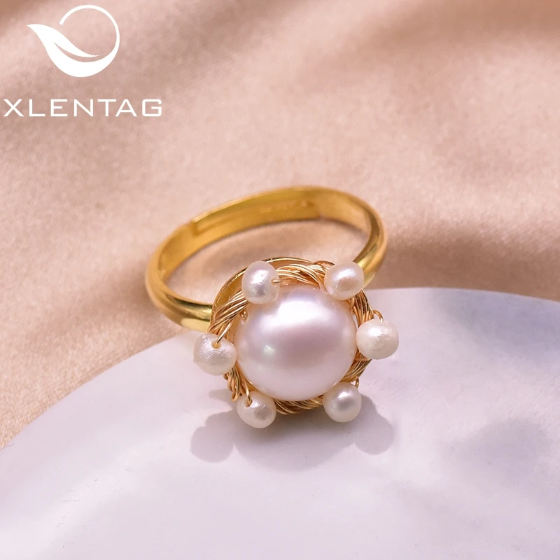 XlentAg эстетические кольца из натурального белого жемчуга элегантные женские