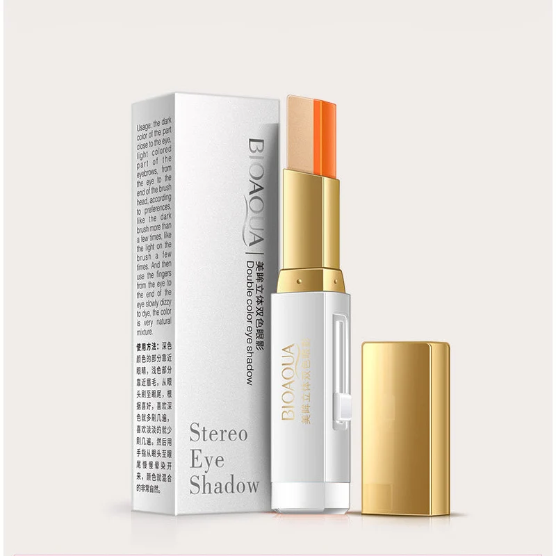 Новинка двухцветная палочка для теней век стерео мерцающий цвет тени кремовая