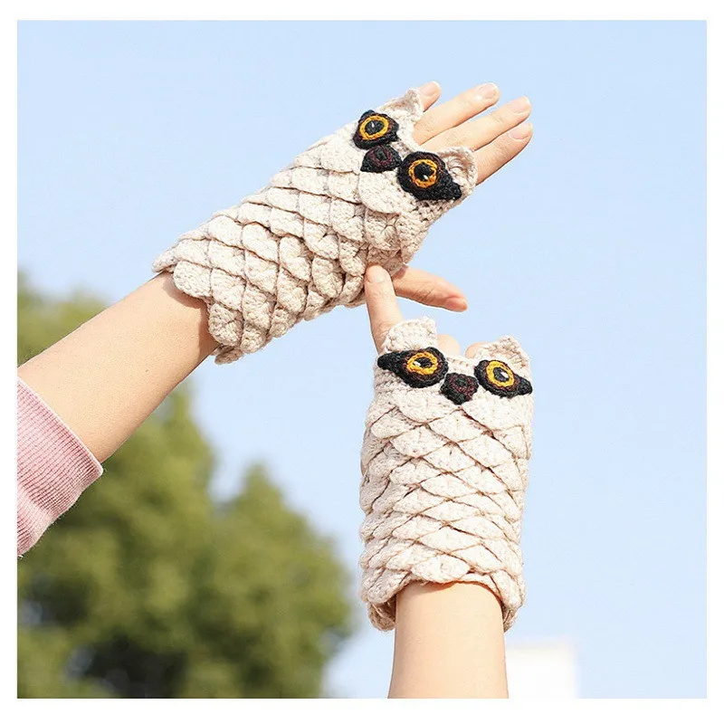 

Party Decoration Adults And Children Winter Autumn Warm Lovely Owl Knitted Gloves Christmas New Year's gift