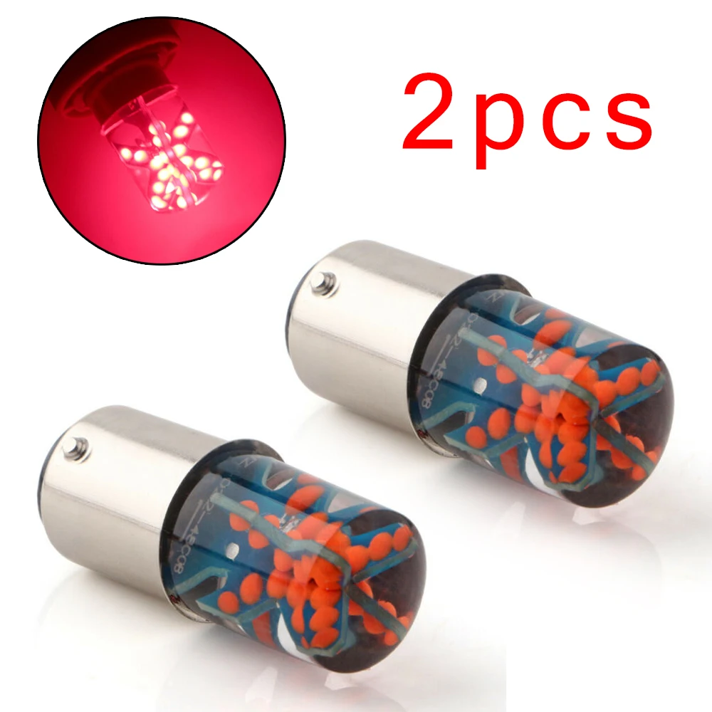 

2Pcs Red 1157 Strobe LED Bulbs BAY15D COB 48-LED Bulb Car Strobe Flash Light Auto Tail Brake Lamp Tail Light