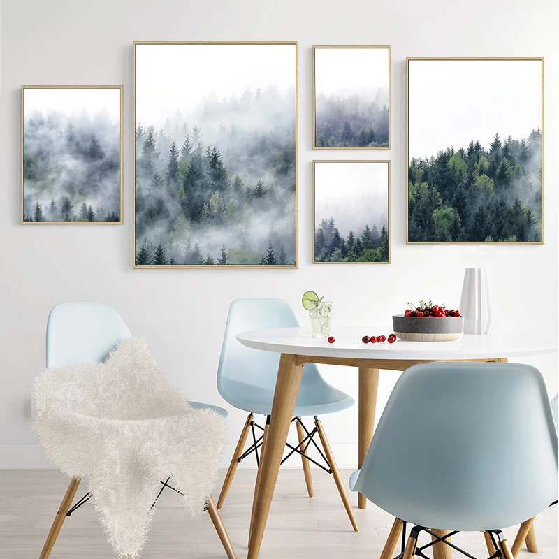 Северный лес дерево пейзаж печать на холсте декоративное растение вышивка с