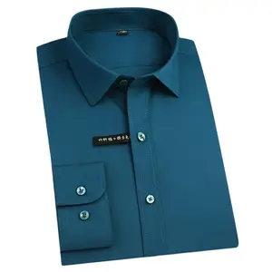 Рубашка мужская стрейчевая, однотонная эластичная бамбуковое волокно, мягкие с длинным рукавом, легкая в уходе формальная, Классическая удобная, большой размер 5xl