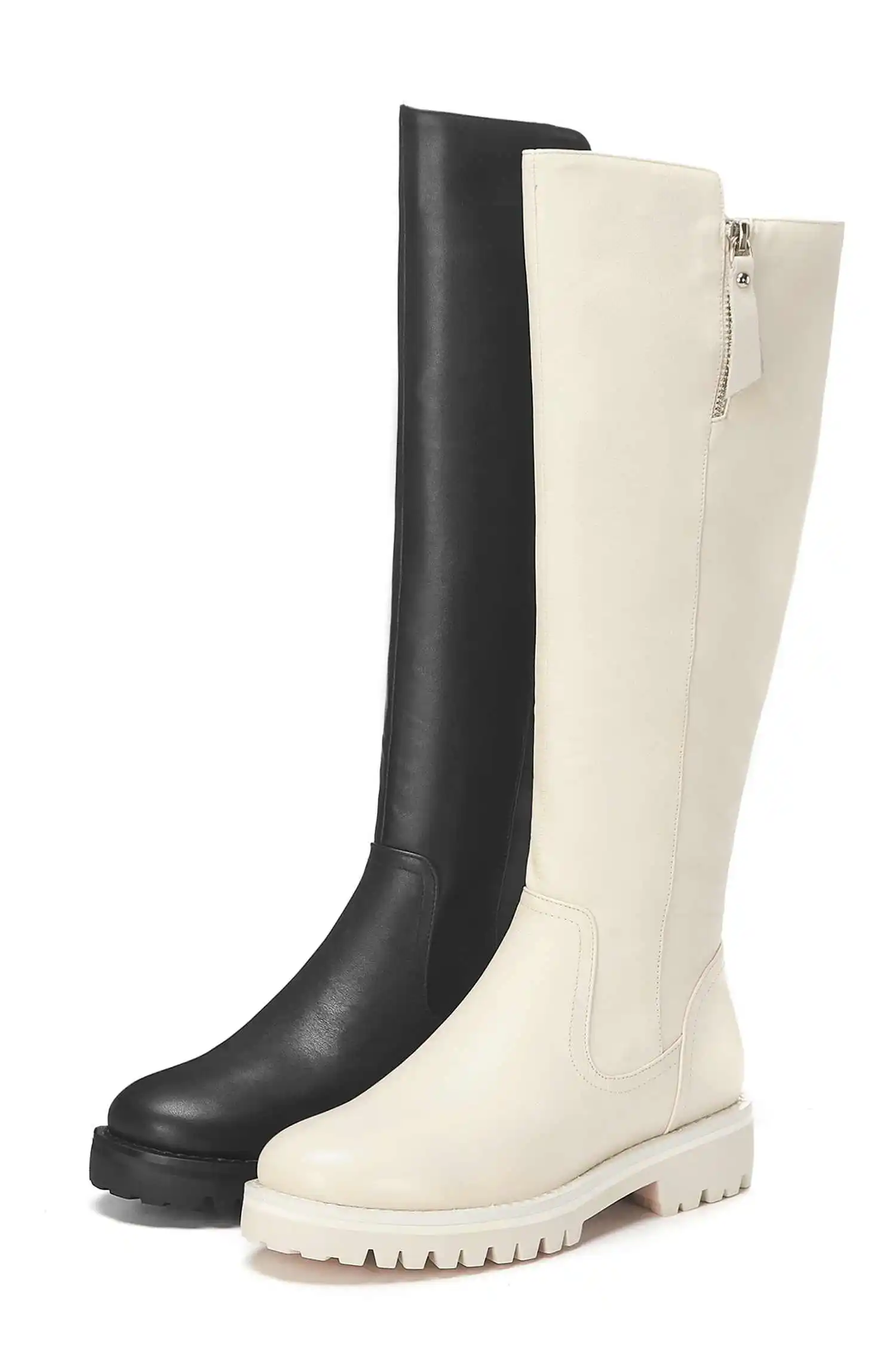 krazing pot winter super keep warm cozy cow leather knight boots round toe med heels solid zipper fashion thigh high boots L5f6