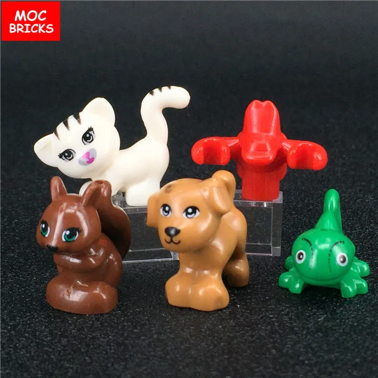 5 шт./лот MOC кирпичи животные маленькие уплотнения кошка собака белка ящерица