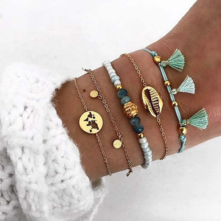 Docona Boho Shell Tassel карта белый beadds ножной браслет набор для женщин металлический геометрический многослойный ножной браслет; Комплект бижутерии 8601