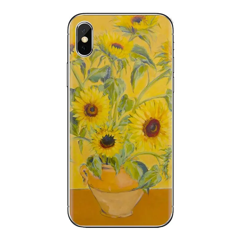 Чехол из ТПУ для iPhone XS Max XR X 4 4s 5 5S 5C SE 6 6S 7 8 Plus samsung Galaxy J1 J3 J5 J7 A3 A5 Van Gogh Sunflowers масляная