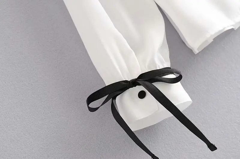 Женская Милая Черная Повседневная белая рубашка с бантом и оборками женская