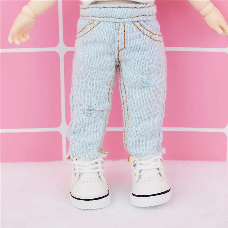 

New 16cm BJD ob11 Doll Clothes Ripped Jeans Fashion Pants 1/12 Dolls GSC Universal Accessory Toys for Girls Diy Gift