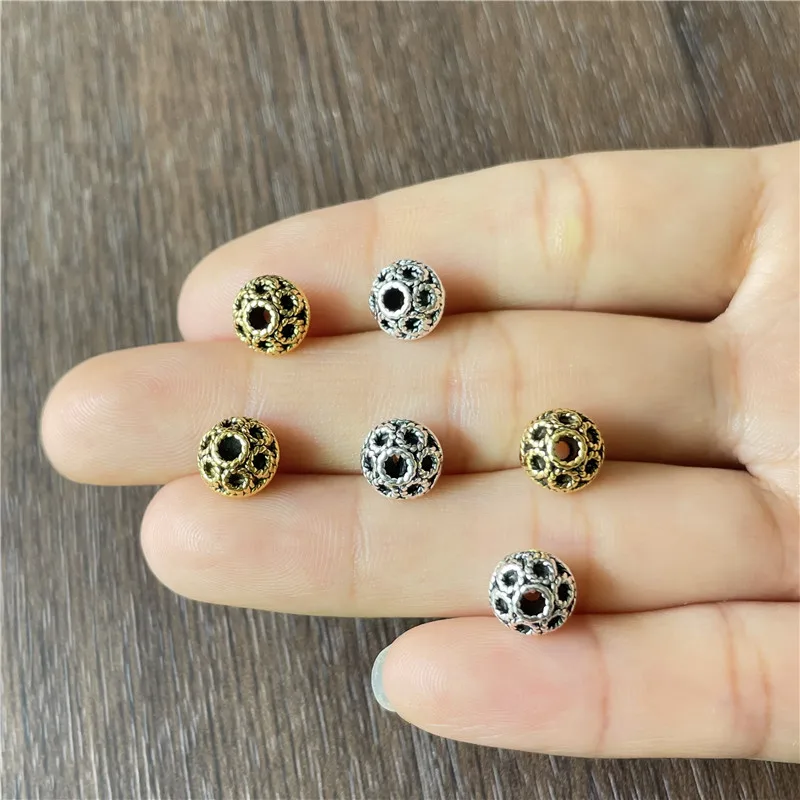 

JunKang Alloy 8mm Perforated Amulet Pitted Spacer Bead DIY Bracelet Necklace Jewelry Connector Making Supplies Accessories Found