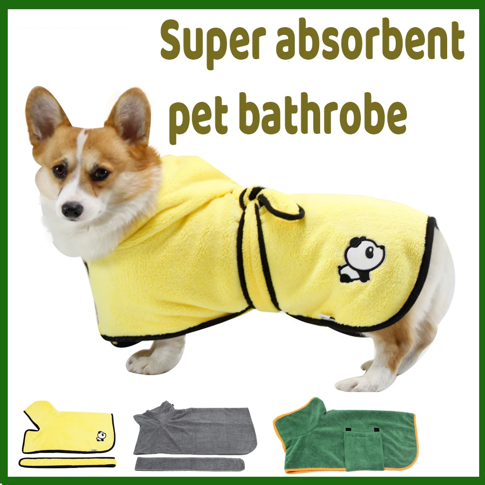 

Dog Bathrobe Towel Bath Robe Pet Bathrobe Drying Coat Absorbent Towel For Large Medium Small Dog Super Fast Dry Soft Adjustable