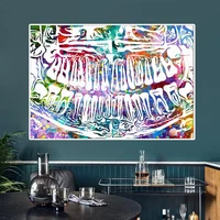 modern colorful tooth laugh dental art dentist canvas painting wall art picture prints for medical education office home decor