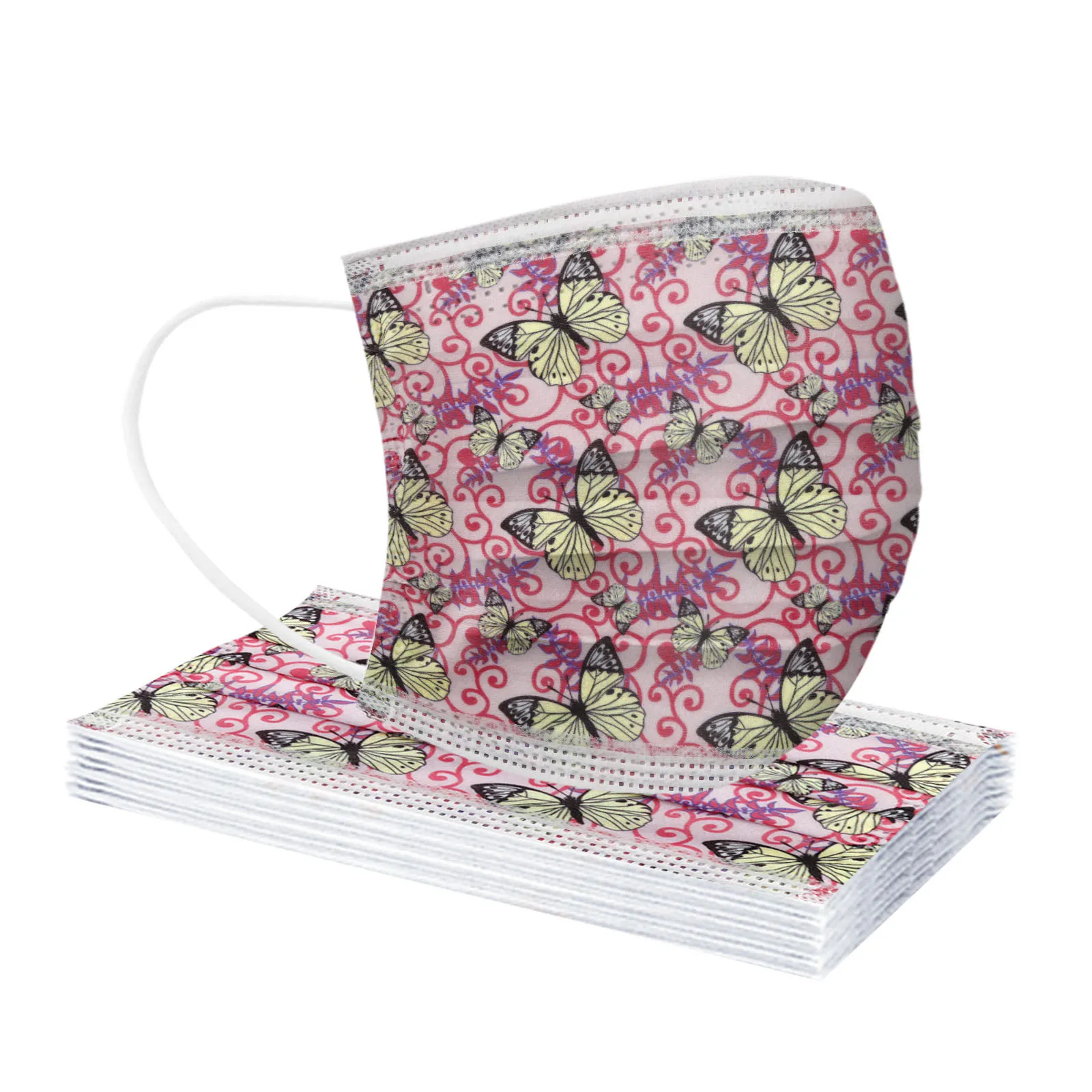 

10/20/30/50/100 PC Adults Floral Mask Disposable Face Mask Indust-rial 3Ply Mask Protection 3 Layer Face Cover