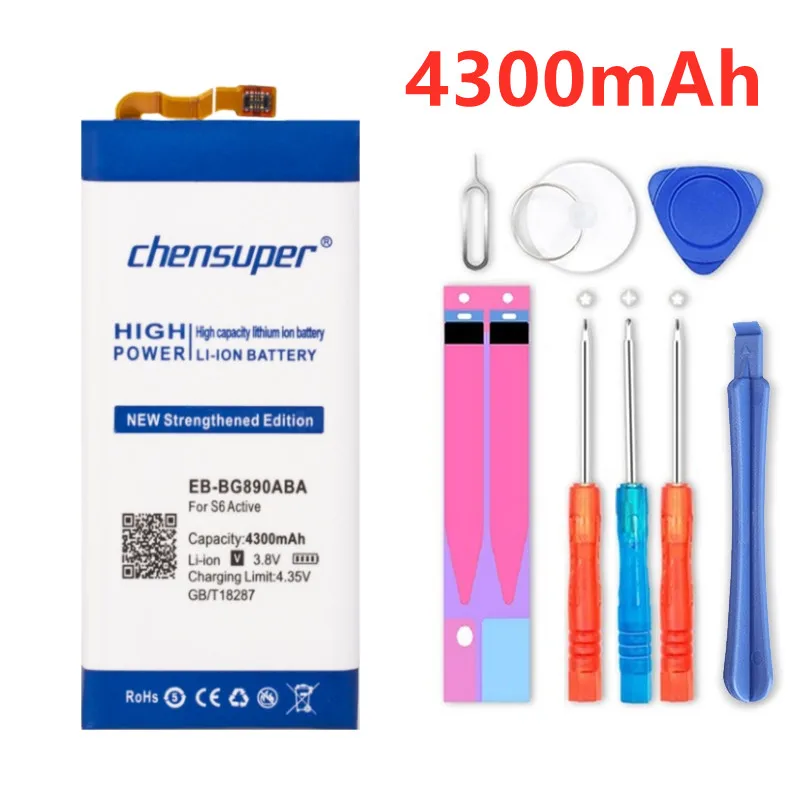 Chensuper-bater&iacute;a para Samsung Galaxy S6 Active G890A G870A Galaxy S6 Active, bater&iacute;a de 4300mAh, EB-BG890ABA, LTE-A y SM-G890, SM-G890A-0