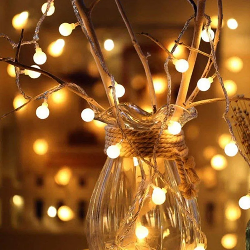 

White Ball Shape Light Bulb String 20-LED USB Powered Home Christmas Decoration 20-LED Light String 2020