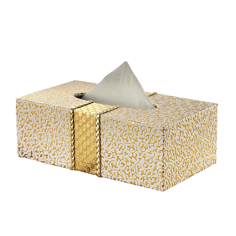 

European Style Creative Simple Living Room Desktop PU Tissue Box