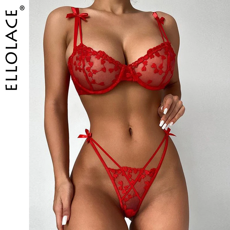 Комплект нижнего белья Ellolace Женский прозрачный бюстгальтер на косточках |