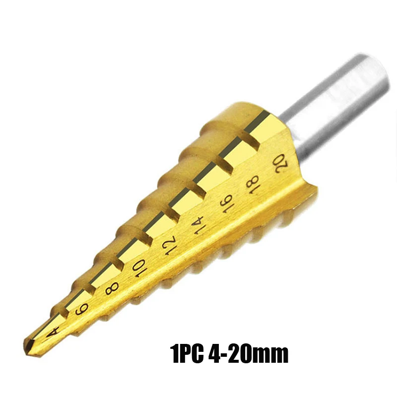 4-20MM 4-12 мм 4-20 мм 4-32 мм HSS 4241 сталь большой шаг конус с титановым покрытием сверло для резки металла набор инструментов Дырокол - Цвет: 4-20MM