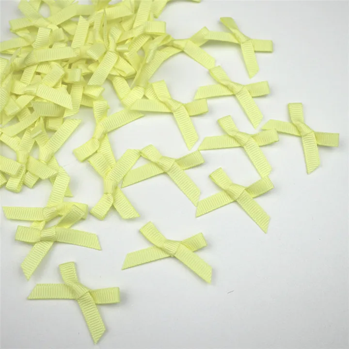 Yellow Bows 100 шт. Сатиновая лента, мини-банты, сделай сам, ремесло, товары для свадьбы, рождественской вечеринки, Декор, банты, головные уборы, аксессуары, материалы, подарок, банты - Цвет: Yellow Bows
