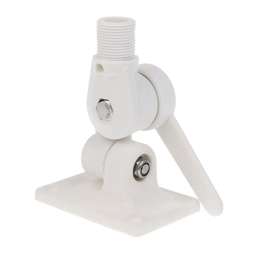 

White Nylon Ratchet Bracket Antenna Deck Mount Base Adjustable Marine Boat